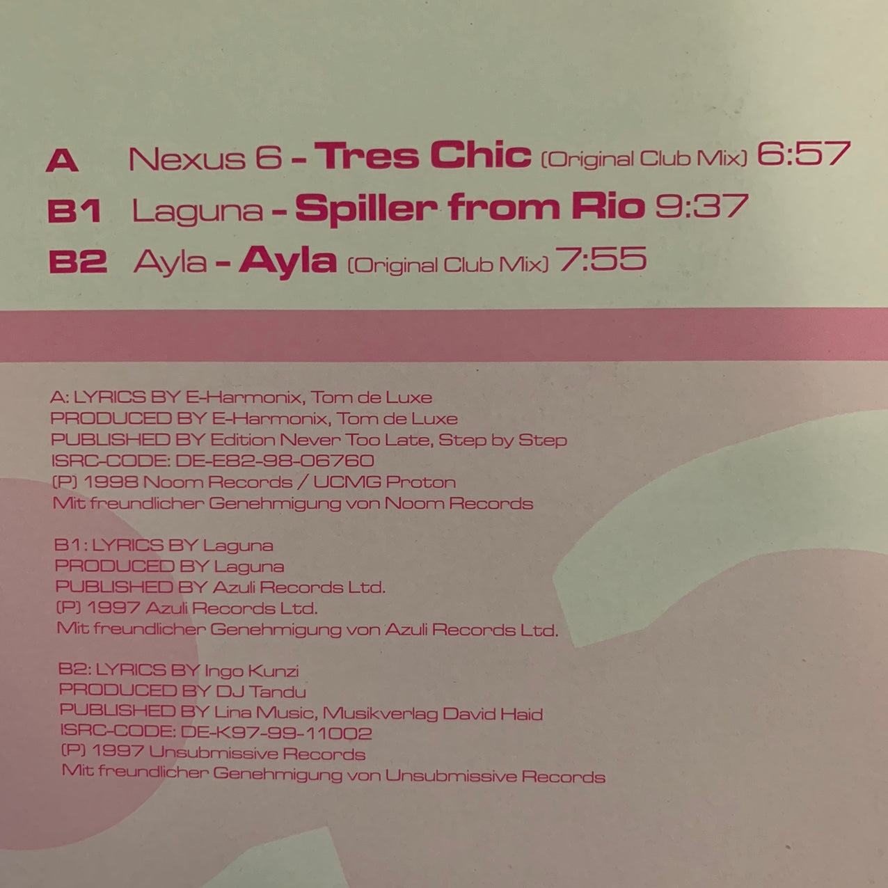 Vinyl Loops Vol 12 Feat Nexus 6, Laguna and Ayala 3 Track 12inch Vinyl