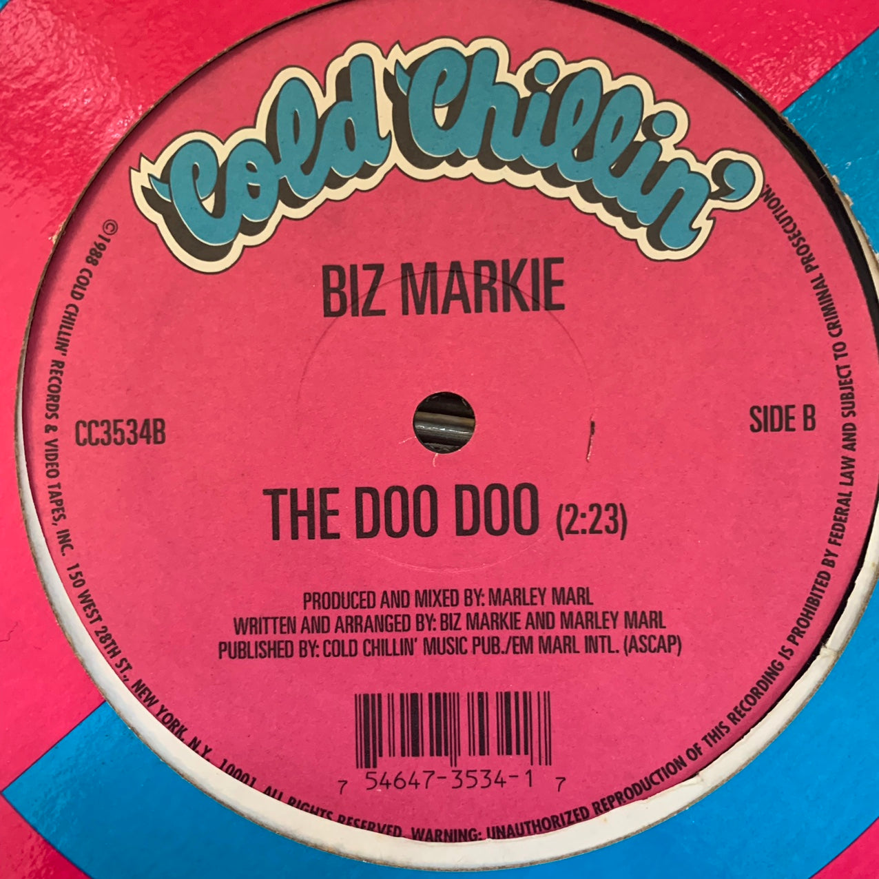 Biz Markie “Pickin’ Boogers” / “The Doo Doo” 2 Track 12inch Vinyl