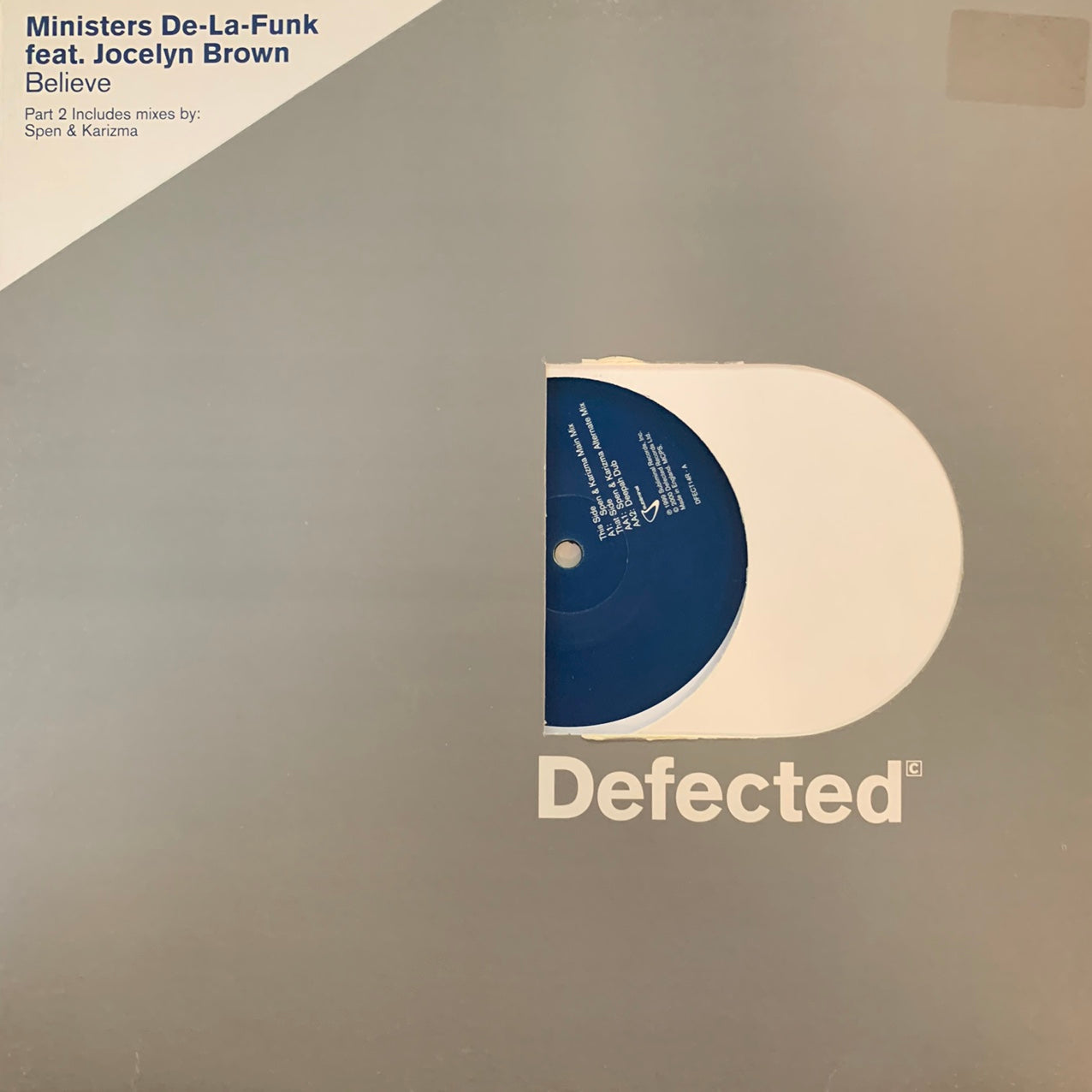 Ministers De La Funk Feat Jocelyn Brown “Believe” 3 Track 12inch Vinyl on Defected Records