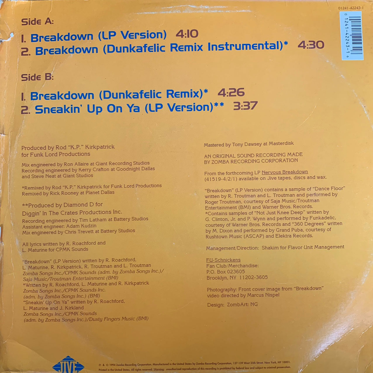 Fu-Schnickens “Breakdown” 3 Version 12inch Vinyl