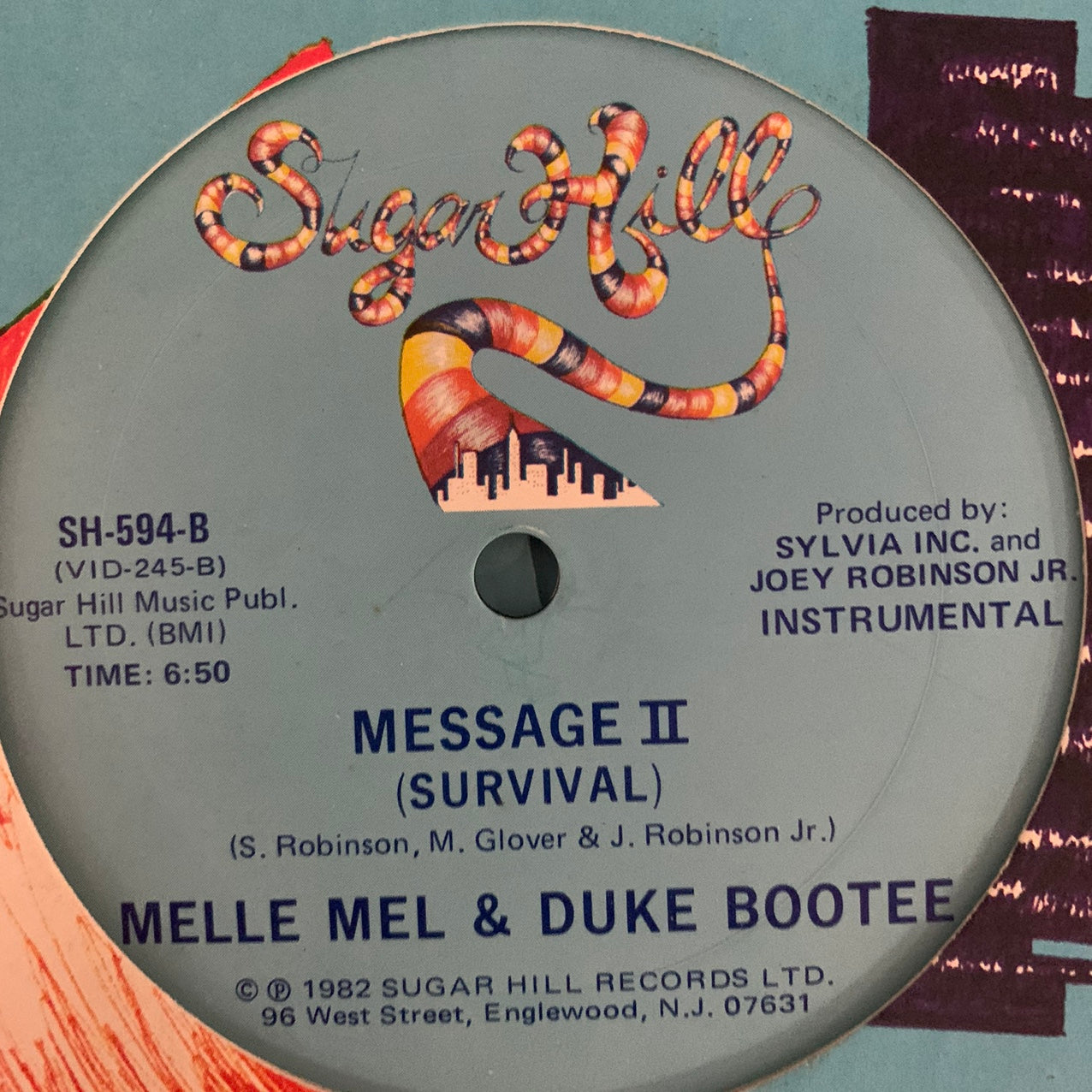 Melle Mel & Duke Bootee “Message 2 ( Survival )” 2 Version 12inch Vinyl