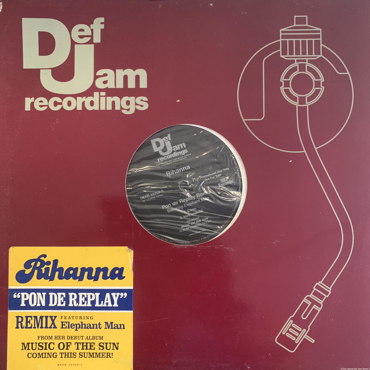Rihanna “Pon De Replay” 4 version 12inch Vinyl, Featuring Remix From Elephant Man