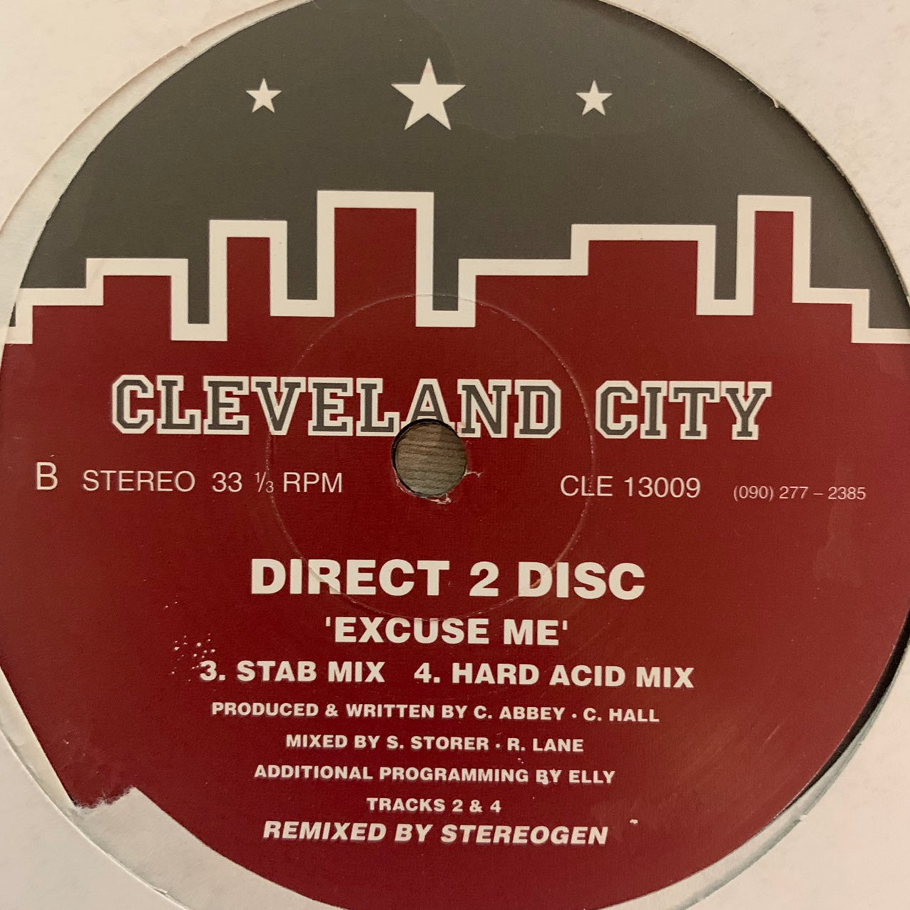 Direct 2 Disc “Excuse Me” on the iconic House Music Label Cleveland City 4 Track 12inch Vinyl