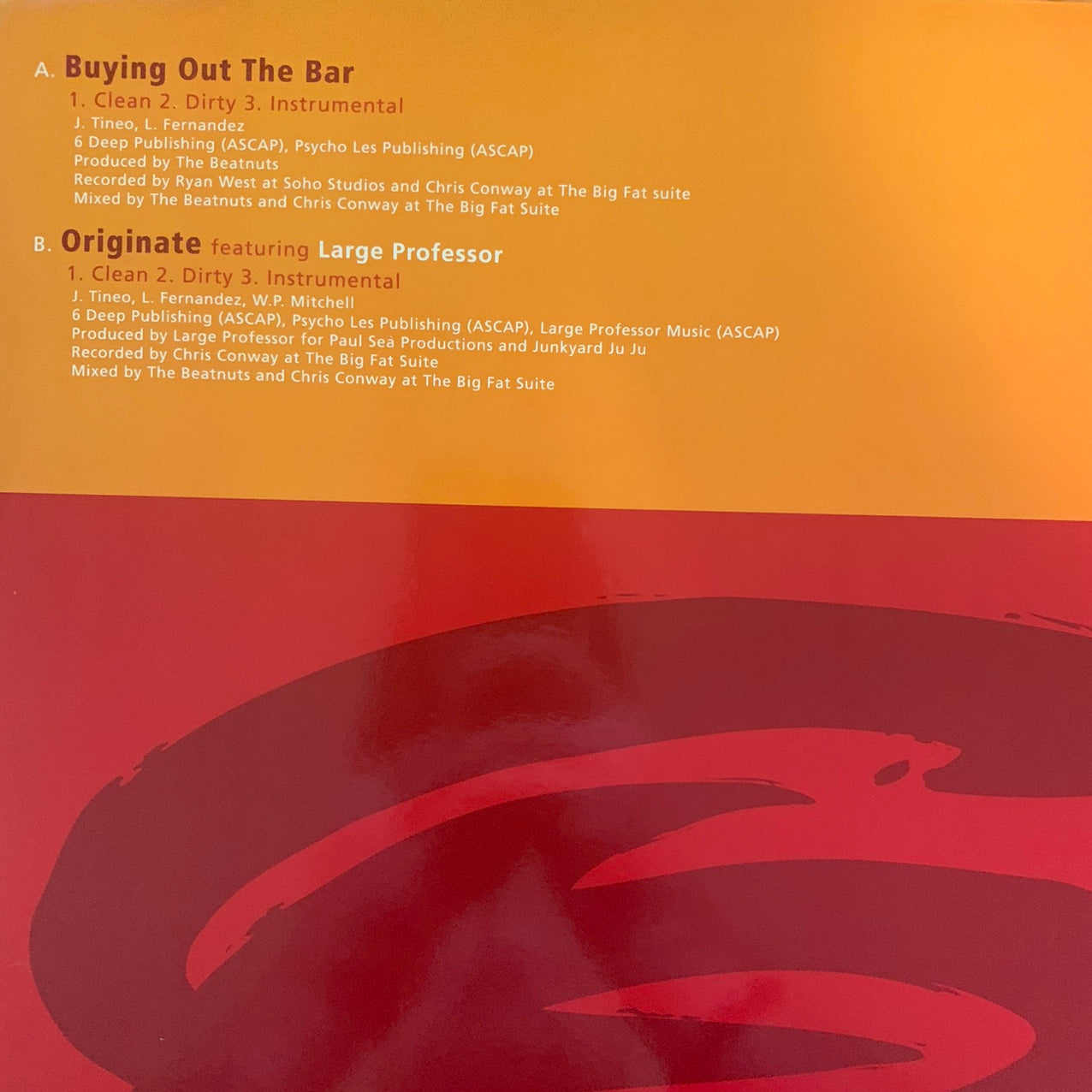 The Beatnuts “Buying Out The Bar” / “Originate” 6 Version 12inch Vinyl