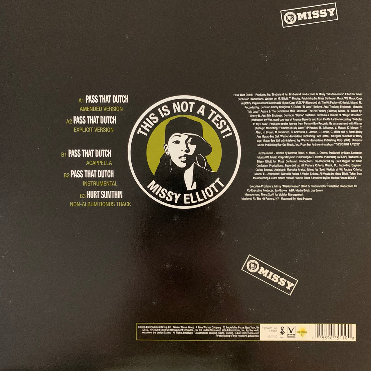 Missy Elliott “Pass That Dutch” 5 Version 12inch Vinyl