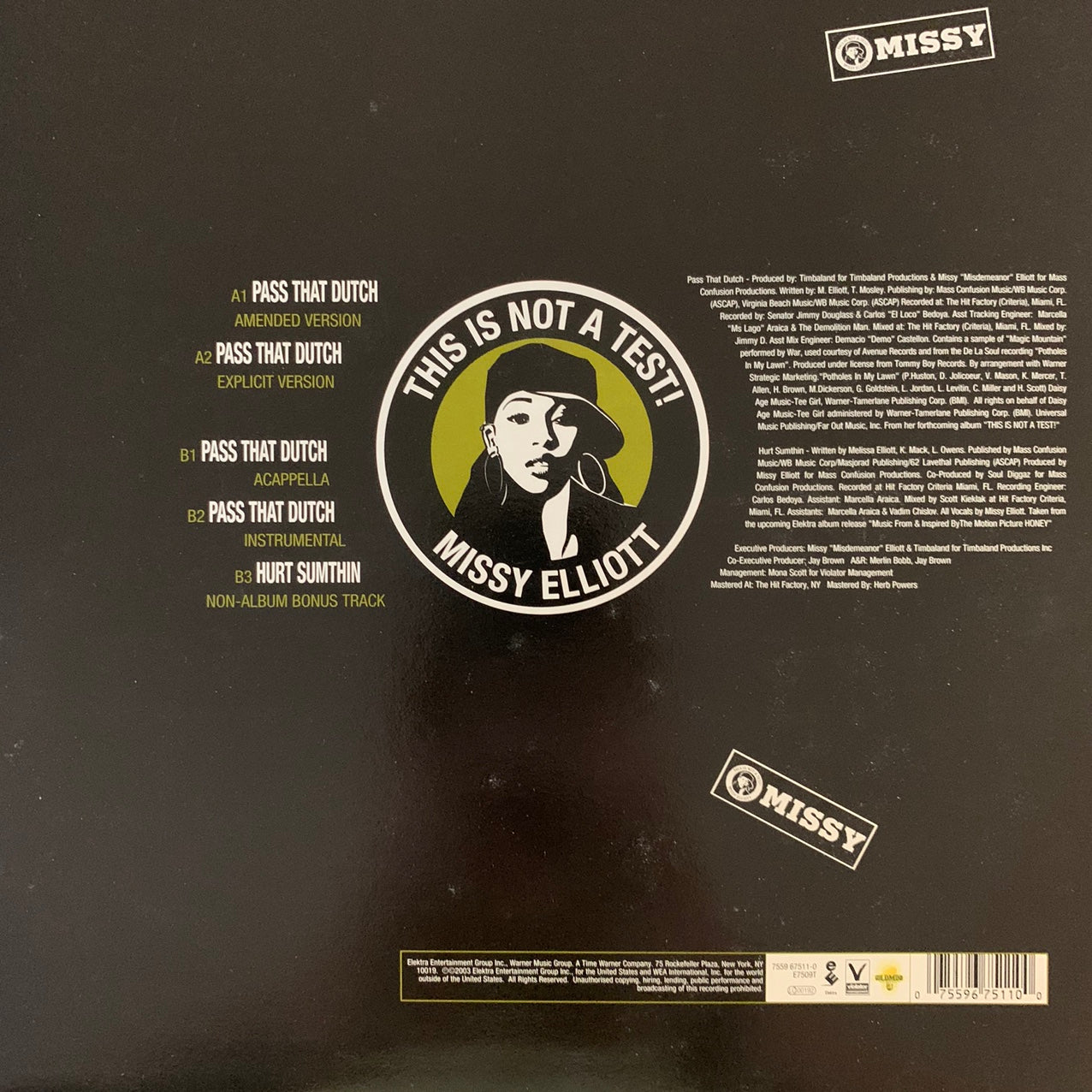 Missy Elliott “Pass That Dutch” 5 Version 12inch Vinyl