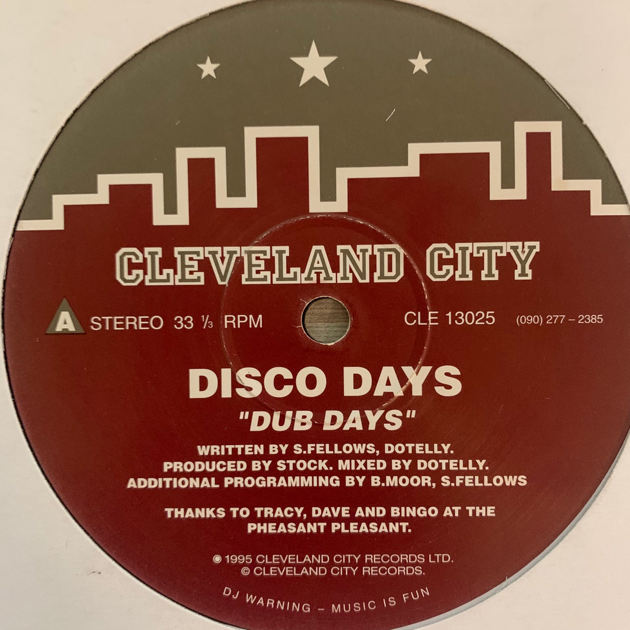 Disco Days “Dub Days” / “Disco Days” on the iconic House Music Label Cleveland City 2 Track 12inch Vinyl
