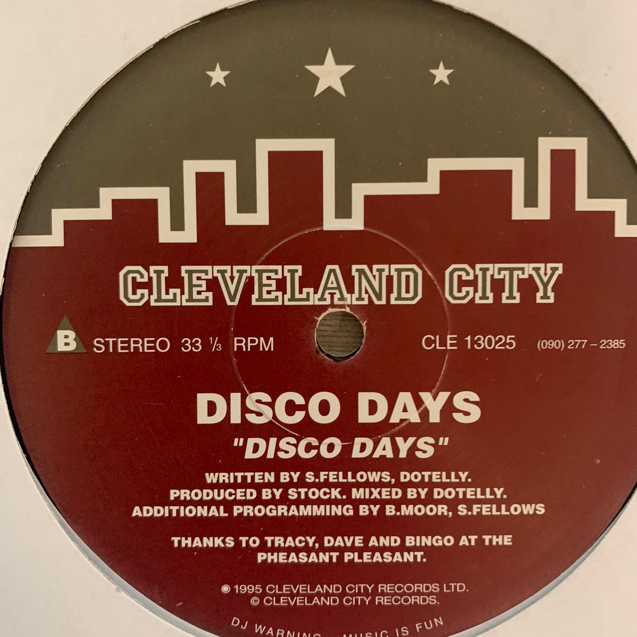 Disco Days “Dub Days” / “Disco Days” on the iconic House Music Label Cleveland City 2 Track 12inch Vinyl