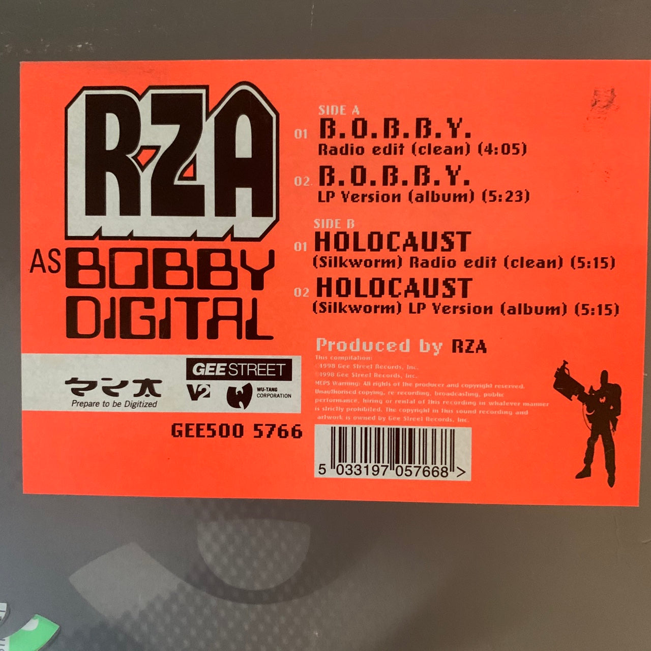 RZA as Bobby Digital “Bobby” / “Holocaust” 4 Track 12inch Vinyl