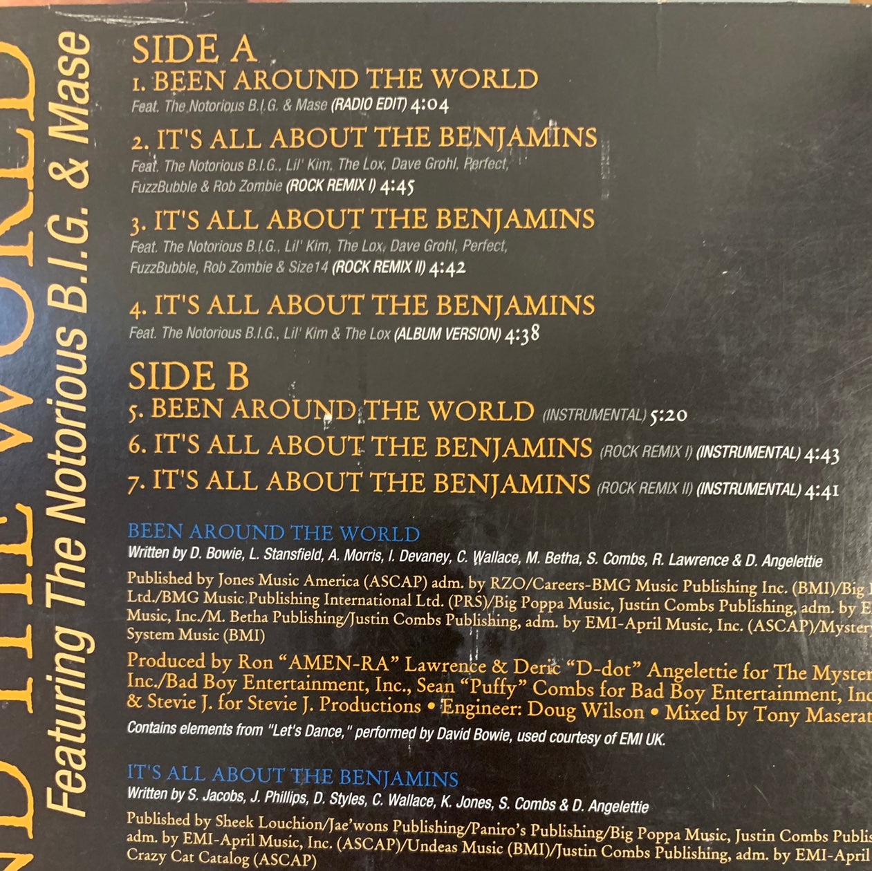 Puff Daddy & The Family Feat The Notorious B.I.G. & Mase “Been Around The World” 7 Track 12inch Vinyl