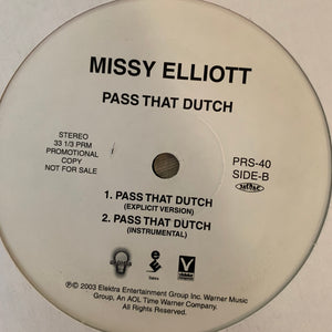Missy Elliott “Pass That Dutch” Kao Pass Brothers Remix 4 Version 12inch Vinyl