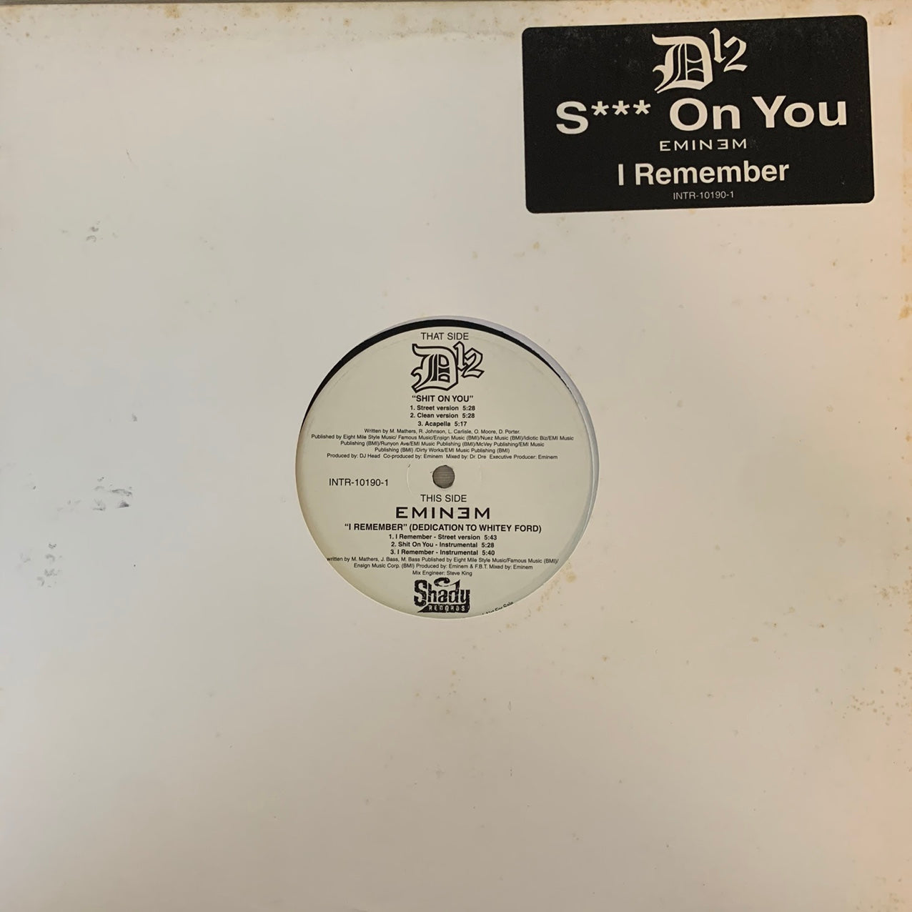 D12 “Shit On You” / Eminem “I Remember” 6 version 12inch Vinyl