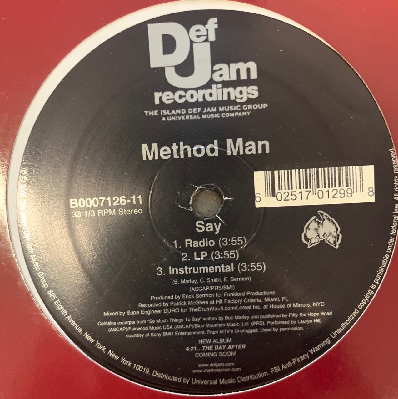 Method Man “Say” 6 Version 12inch Vinyl