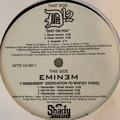 D12 “Shit On You” / Eminem “I Remember” 6 version 12inch Vinyl