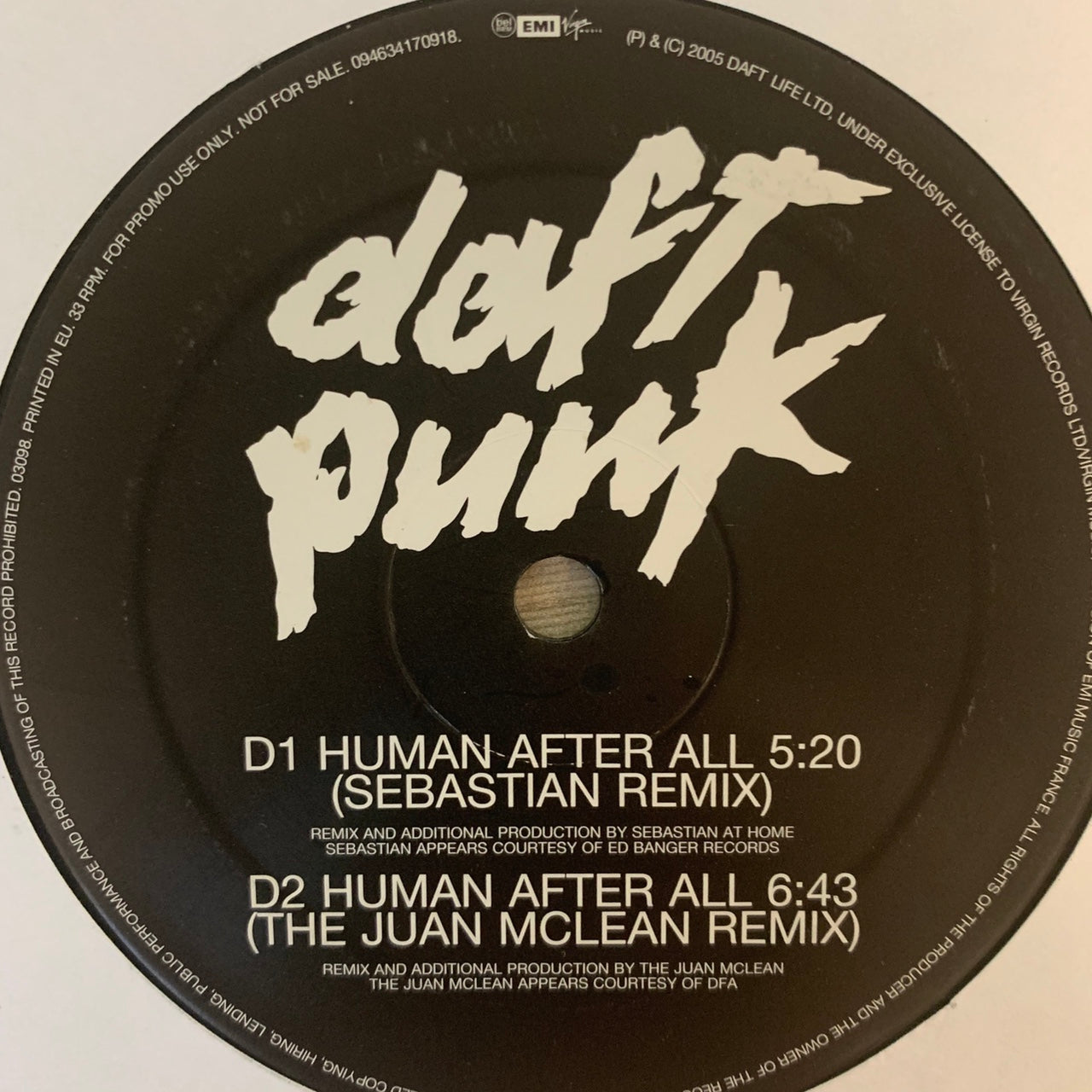 Daft Punk “Human After All” 6 Track 12inch Vinyl Single 2 X Vinyl Double Pack