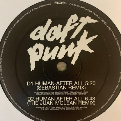 Daft Punk “Human After All” 6 Track 12inch Vinyl Single 2 X Vinyl Double Pack