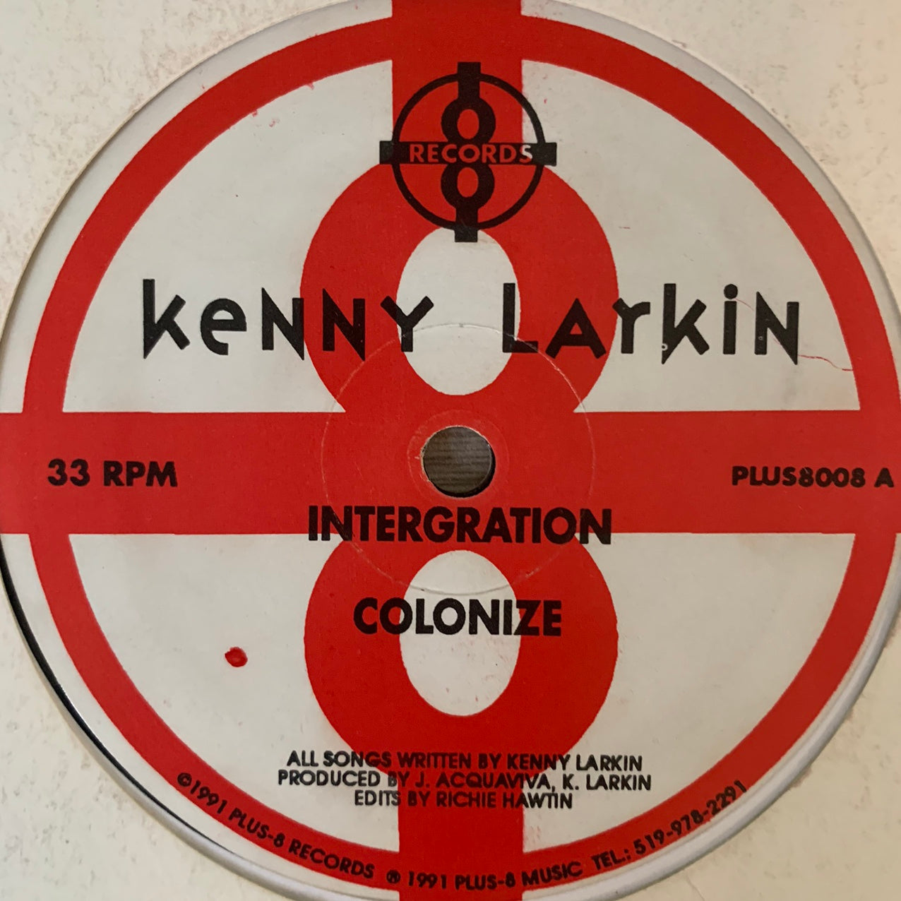 Kenny Larkin “Intergration” / “Colonize” on Plus 8 Records 4 Track 12inch Vinyl