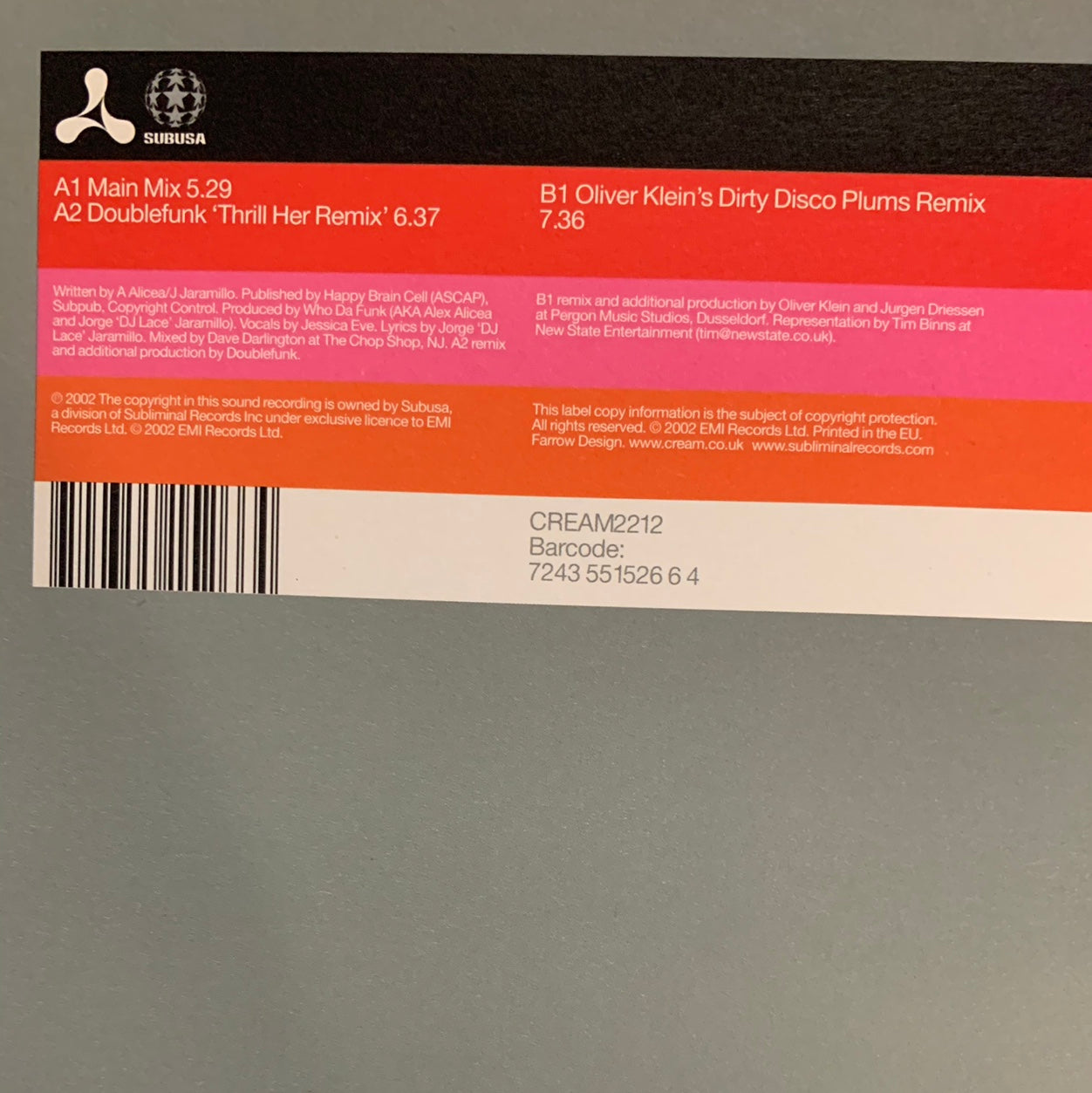 Who Da Funk Feat Jessica Eve “Shiny Disco Balls” 3 Version 12inch Vinyl