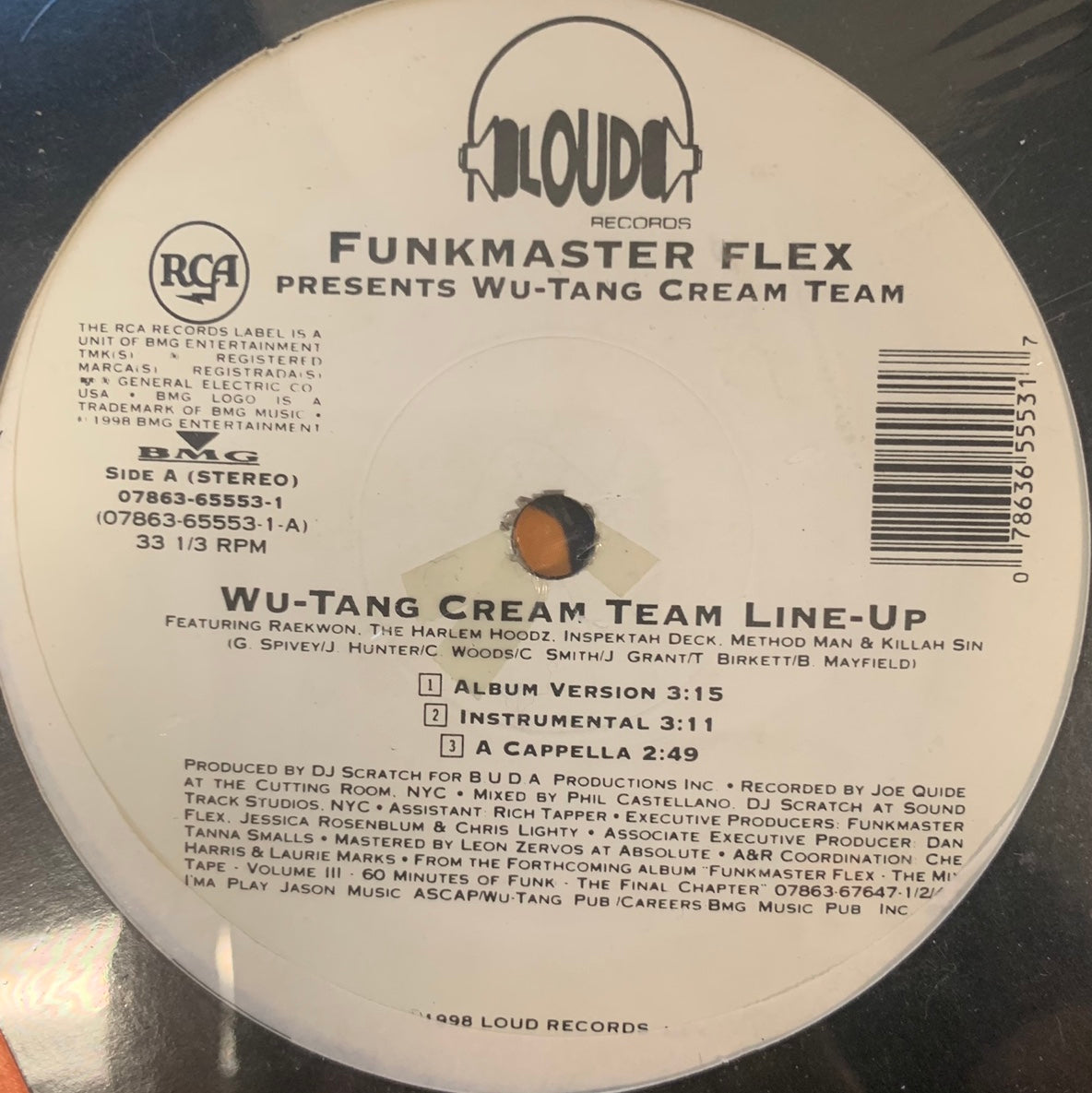 Funkmaster Flex Presents Wu Tang Cream Team line up, 5 Track 12inch Vinyl