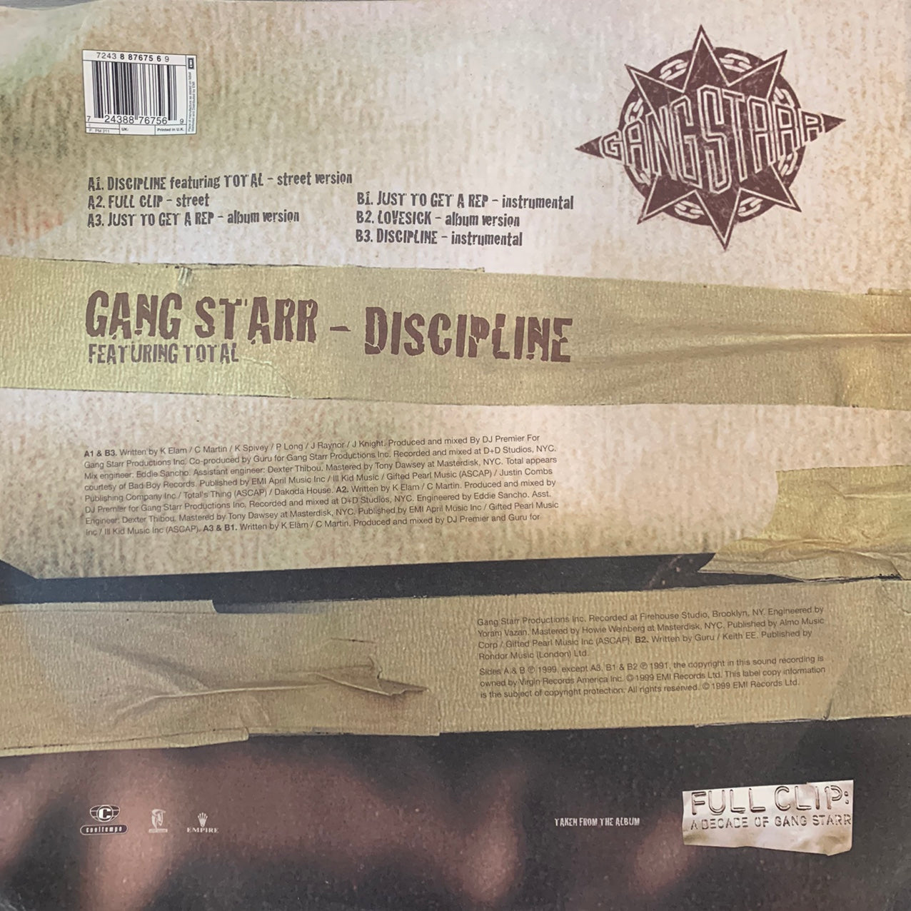 Gang Starr Feat Total “Discipline” 6 Track 12inch Vinyl
