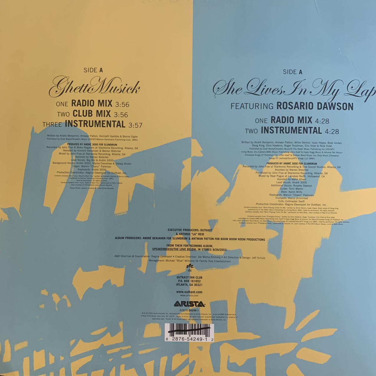 Outkast “Ghetto Musick” / “She Lives In My Lap” 6 Version 12inch Vinyl