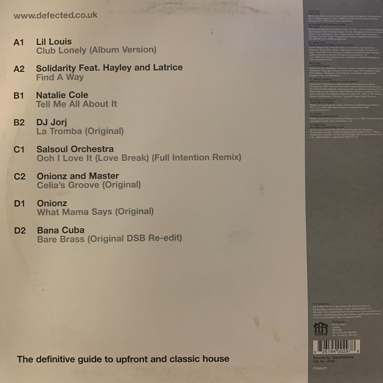 Defected In The House Eivissa 04 Part 1 2 x Vinyl 8 Track Double Album, Featuring Lil Louis, Natalie Cole, Salsoul Orchestra and many more