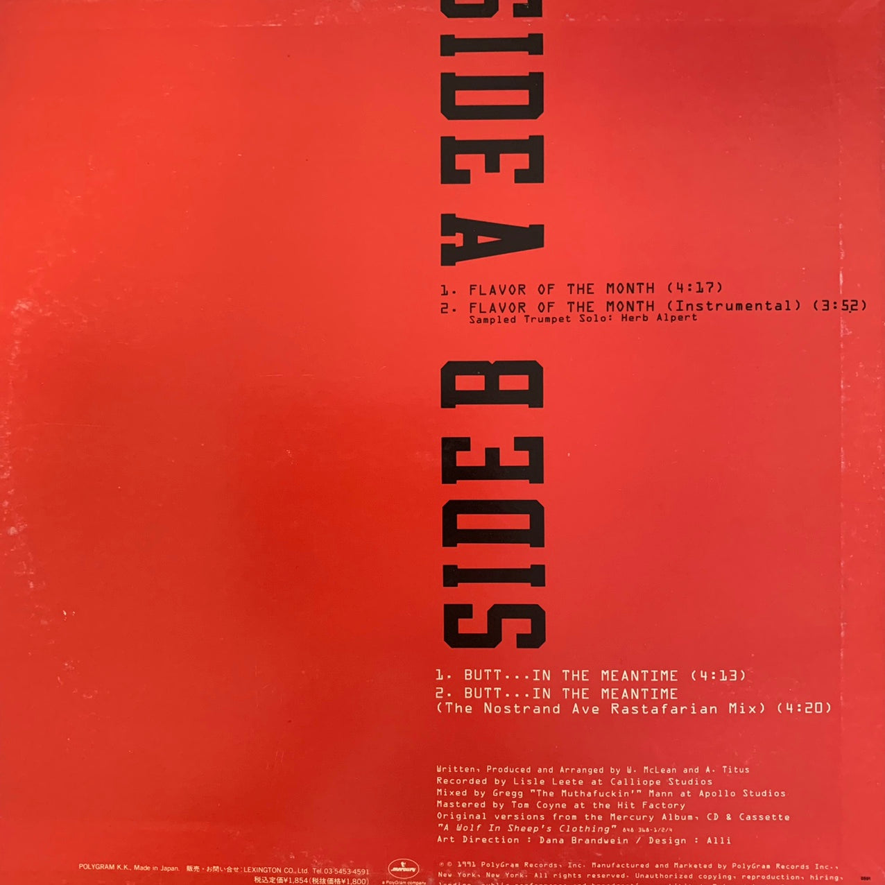 Black Sheep “Flavor Of The Month” / “Butt… In The Meantime” 4 Version 12inch Vinyl