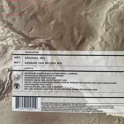Goldie Feat KRS1 “Digital” Original Mix and Armand Van Helden Mix 2 Version 12inch Vinyl