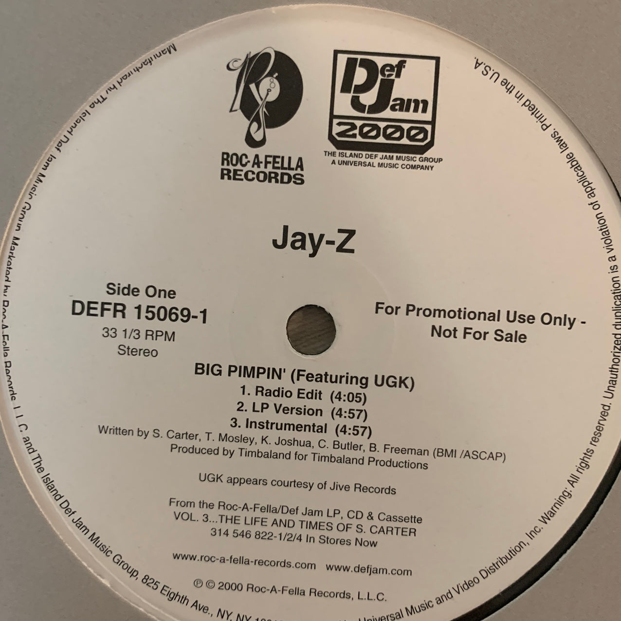 Jay-Z “Big Pimpin” / “Watch Me” Feat Dr Dre 6 Track 12inch Vinyl S 