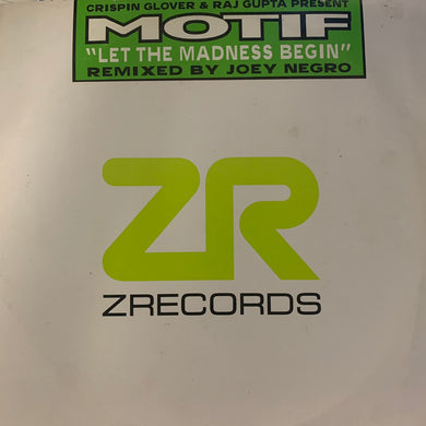 Crispin Glover & Raj Gupta Present Motif “Let The Madness Begin” 4 Track 12inch Vinyl