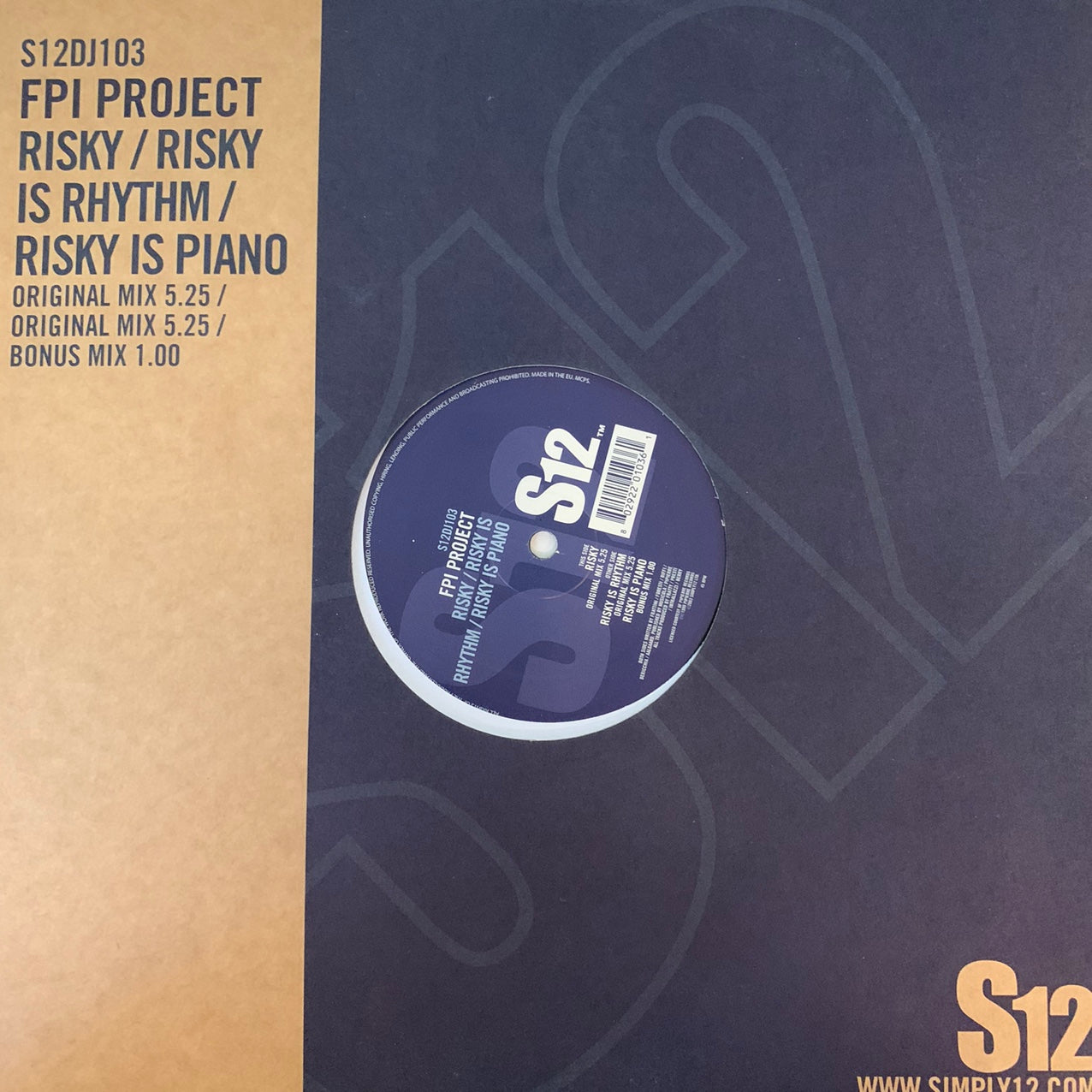 FPI Project “Risky” / “Risky is Rhythm” / “Risky is Piano” 3 Track 12inch Vinyl