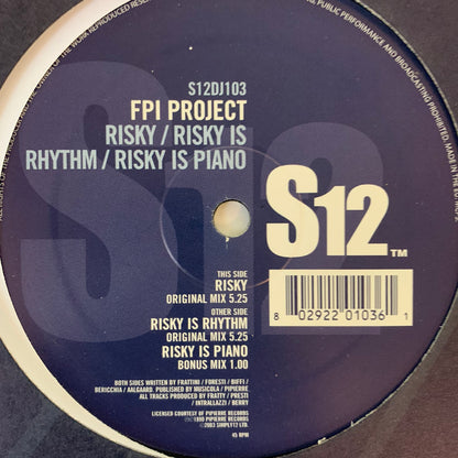 FPI Project “Risky” / “Risky is Rhythm” / “Risky is Piano” 3 Track 12inch Vinyl
