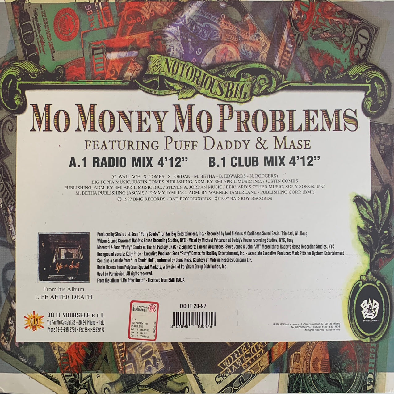 Notorious BIG feat Puff Daddy and Mase “Mo Money Mo Problems” 2 Version 12inch Vinyl