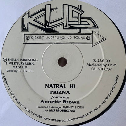 Prizna “Fire” Feat Demolition Man / “Natral Hi” Feat Annette Brown 2 Track 12inch Vinyl