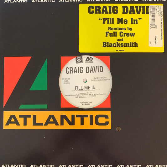 Craig David “Fill Me In” 4 version 12inch Vinyl