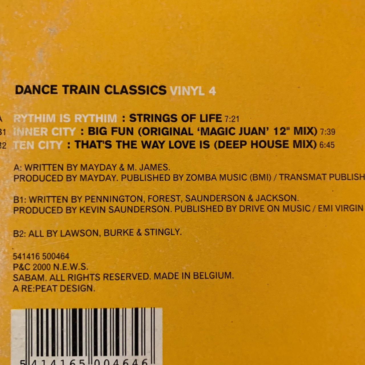 Dance Train Classics Vol 4 “Strings Of Life” / “Big Fun”  / "That's The Way Love Is" 3 Track 12inch Vinyl