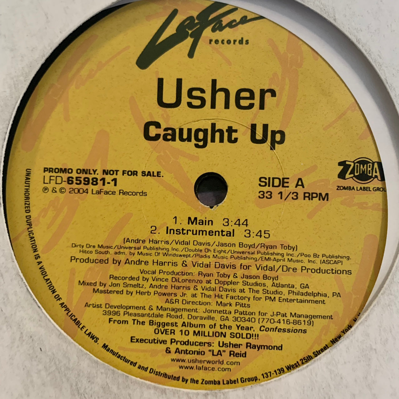 Usher “Caught Up” 4 Version 12inch Vinyl, eaturing Main, Instrumental and Remix’s Feat Fabolous