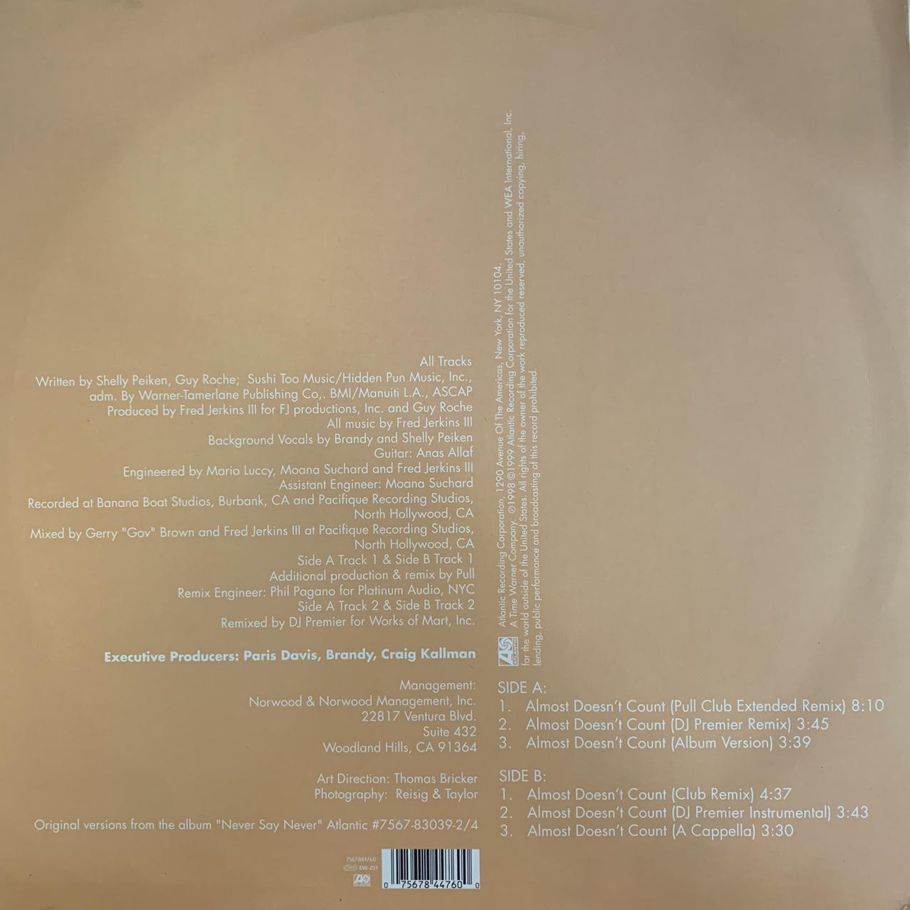 Brandy “Almost Doesn’t Count” 6 Version 12inch Vinyl