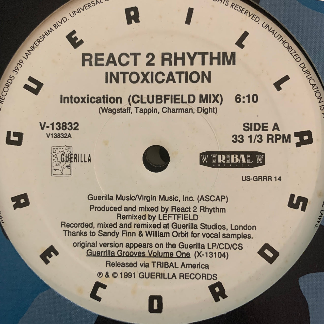 React To Rhythm “Intoxication” 2 Version 12inch Vinyl