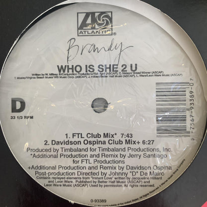Brandy “Who Is She 2 U” 8 Version 12inch 2 X Vinyl Double Pack