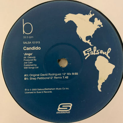 Candido “Jingo” 2 Version 12inch Vinyl Single, Featuring Original David Rodriguez 12” Mix, Shep Pettibone 12” Remix