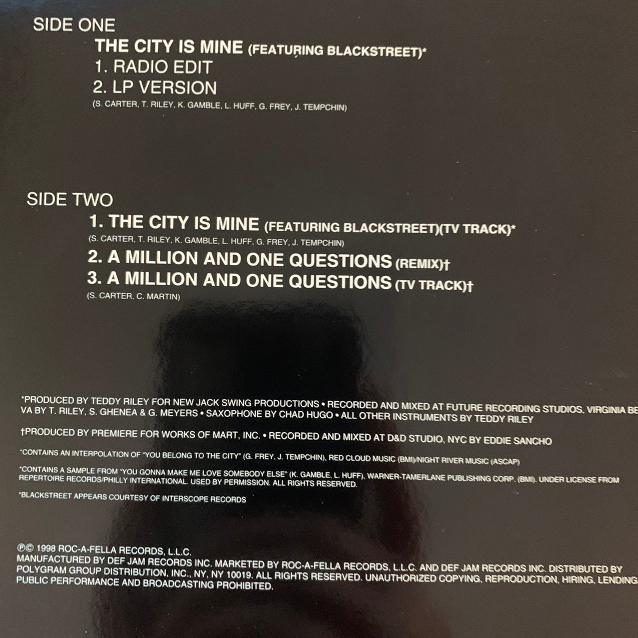 Jay-Z Feat Blackstreet “The City Is Mine” 6 Track 12inch Vinyl