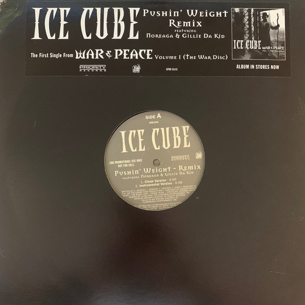 Ice Cube “Pushin’ Weight” Remix Feat Noreaga 3 Version 12inch Vinyl