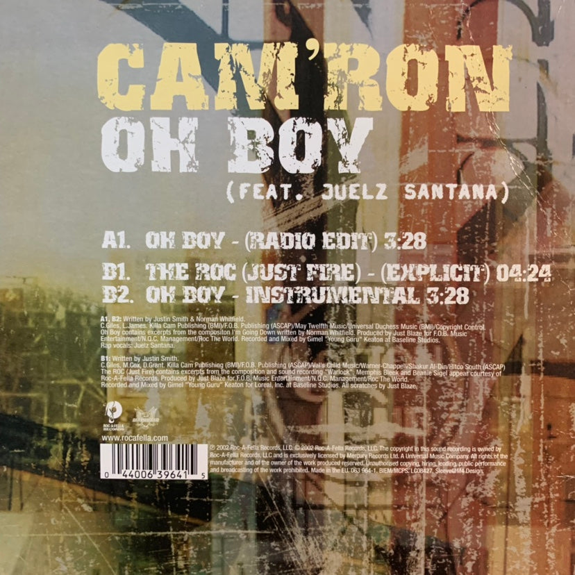 Cam’Ron “Oh Boy” 3 Track 12inch Vinyl Featuring Radio Edit, Instrumental and "The Roc" Explicit