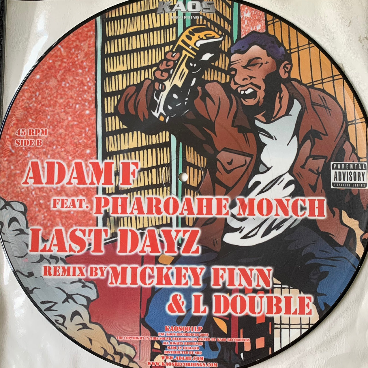 Adam F 2 x 12inch Limited Edition Picture Disc 4 Tracks Feat Capone n Noreaga, Pharoahe Monch, M.O.P. and Lil Mo