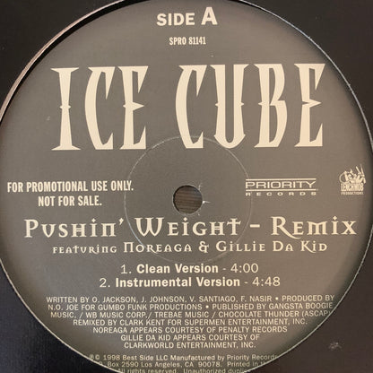 Ice Cube “Pushin’ Weight” Remix Feat Noreaga 3 Version 12inch Vinyl
