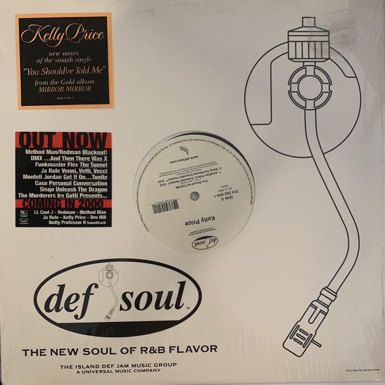 Kelly Price “You Should’ve Told Me” 4 Version 12inch Vinyl, Featuring Jonathan Peter's Extended Version, Slang TechHouse Extended Version and Instrumentals