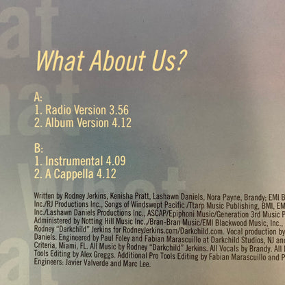 Brandy “What About Us” 4 Version 12inch Vinyl