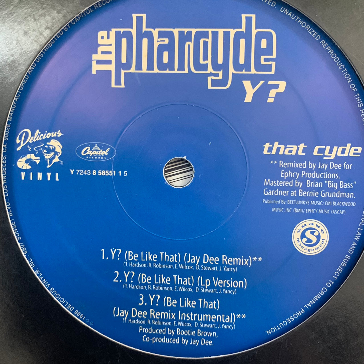 The Pharcyde “Drop” / “Runnin” / “Y?” 7 Version 12inch Vinyl, Featuring Album, Da Beatminerz and Jay Dee Mixes