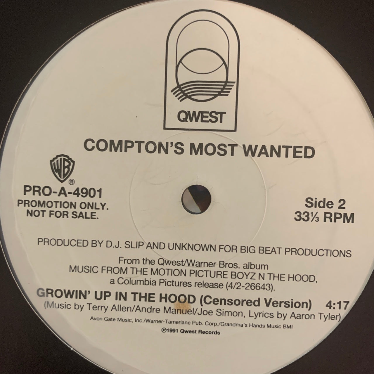 Comptons Most Wanted “Growin’ Up In The Hood” 2 Version 12inch Vinyl